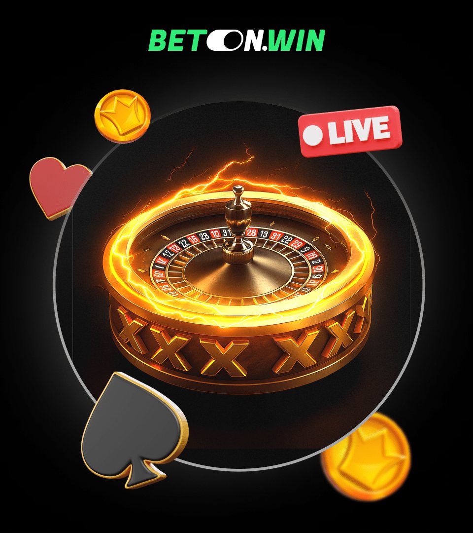 Arte de BetonWin con una ruleta dorada y el distintivo LIVE, sin montos