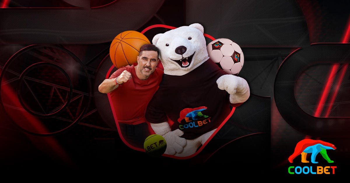 Arte de Coolbet Chile para apuestas deportivas con la mascota de la marca y balones