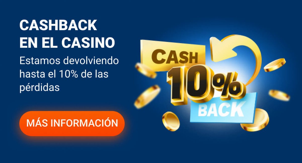 Banner del cashback de casino de Mostbet Chile con hasta 10% de devolución