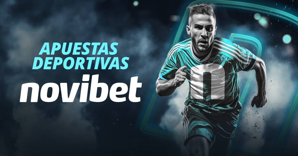 Arte oficial de apuestas deportivas de Novibet con un futbolista