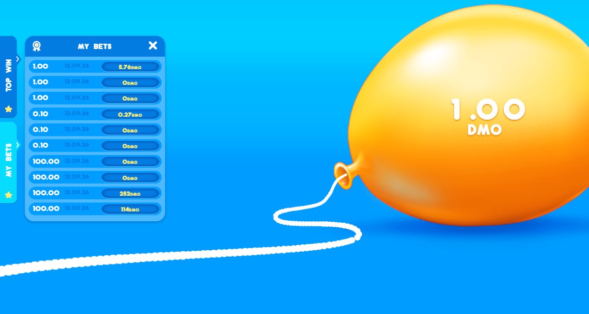Panel My Bets de Balloon con el listado de apuestas y pagos de la sesión