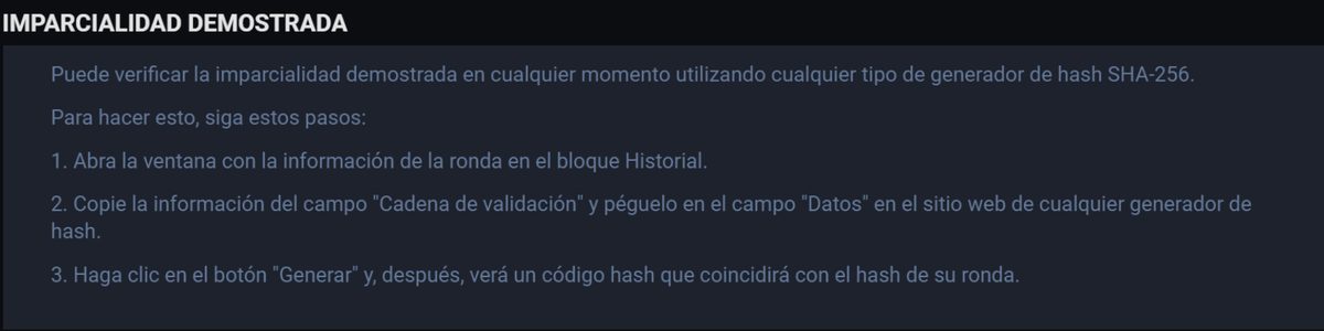 Sección de imparcialidad demostrada en las reglas de Uncrossable Rush
